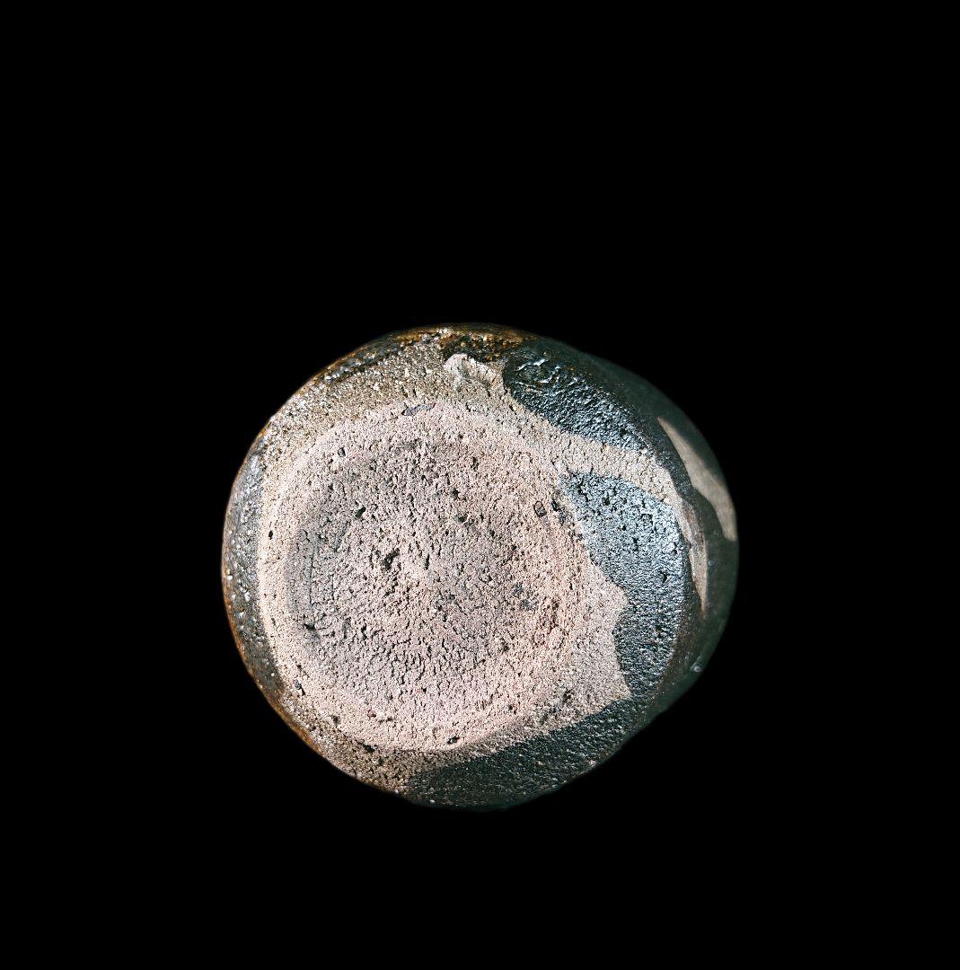 □唐津焼 丸田宗彦 黒唐津ぐい呑 共箱、共布、栞全揃い 逸品引出黒 #