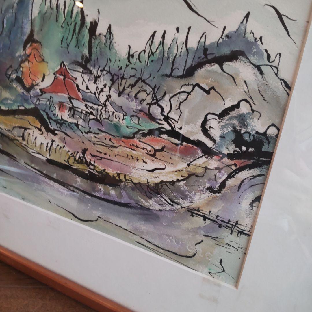 直筆サイン入り鈴木康雄作天竜川風景