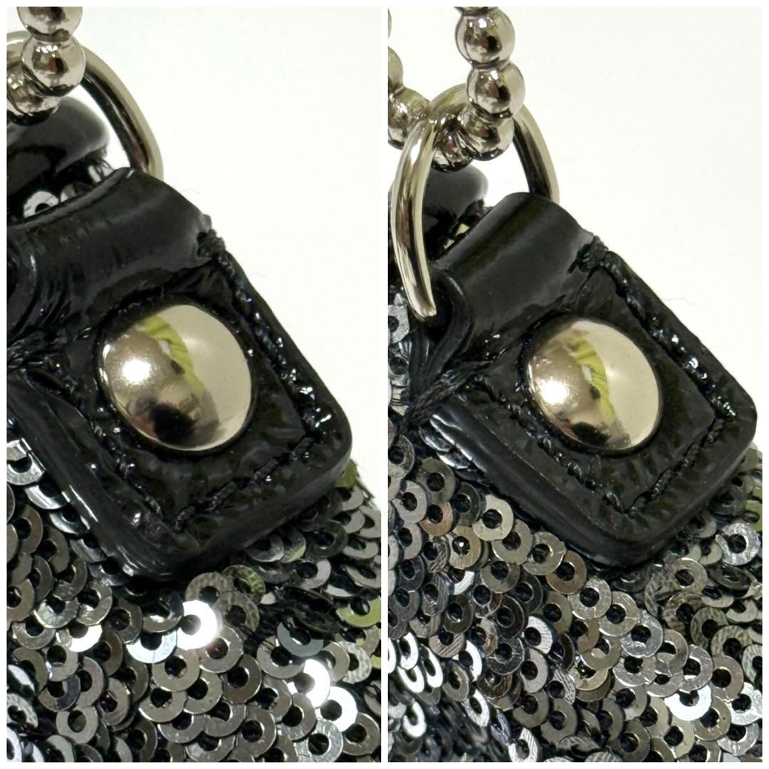バッグ Coach Poppy Sequin Pouch with Chain