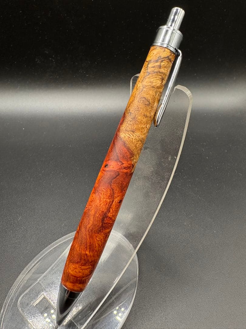 556特上　本花梨　紅白　瘤杢　木軸シャーペン　ボールペン
