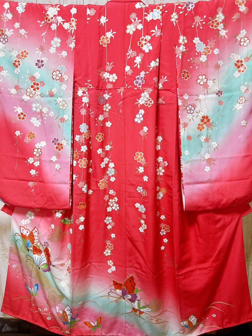 正絹フルセット♡七五三　7歳　女の子　一式　ピンク系　黒　枝垂れ桜