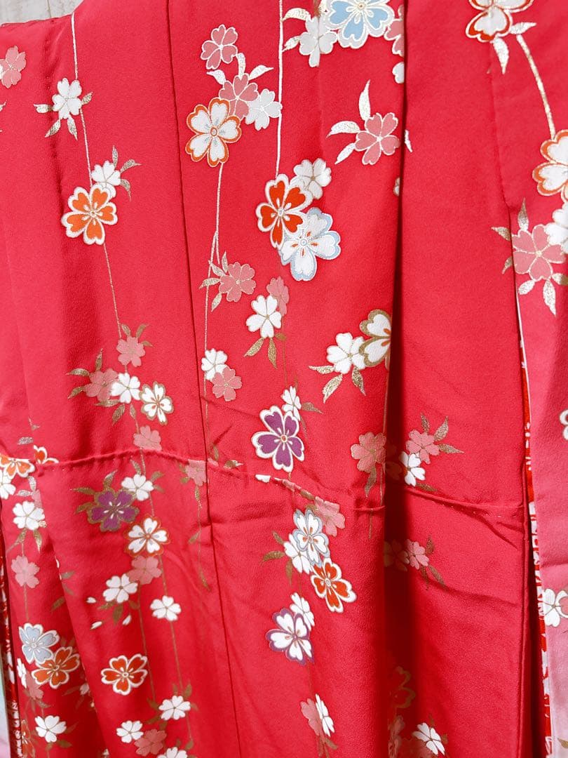 正絹フルセット♡七五三　7歳　女の子　一式　ピンク系　黒　枝垂れ桜