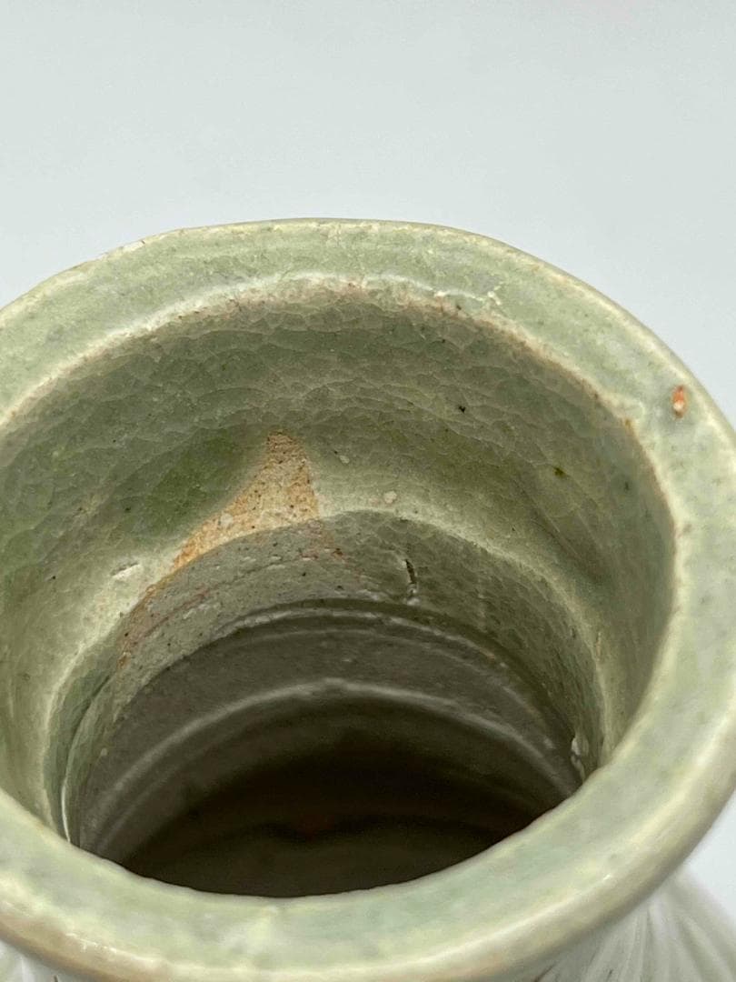 宋時代 蓮瓣荷花文瓶 湖田窯尊 水注 影青 青白磁 茶入 茶道具(D-94