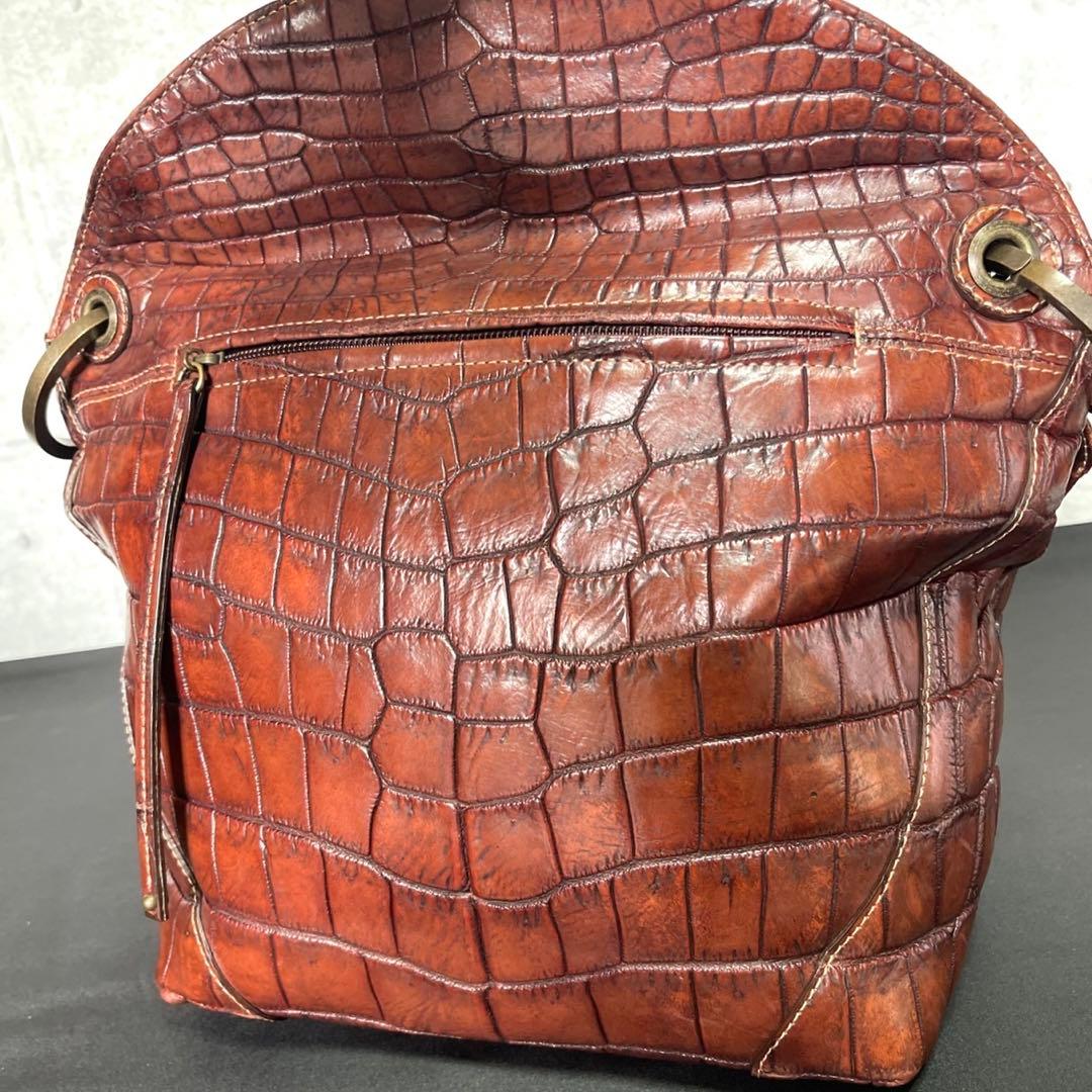 専用品BEAUGRAND ボーグラン クロコダイル ブラウン ショルダーバッグ
