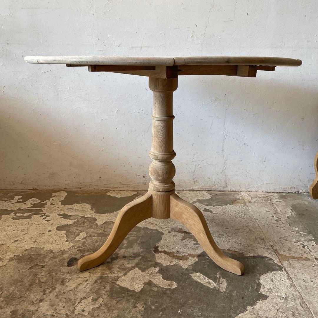 ビンテージ　ドロップリーフラウンドダイニングテーブル　 剥離