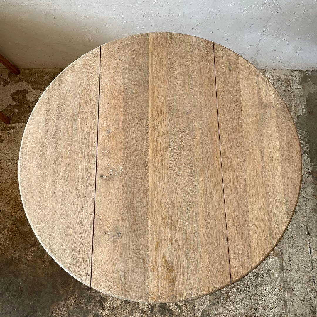 ビンテージ　ドロップリーフラウンドダイニングテーブル　 剥離