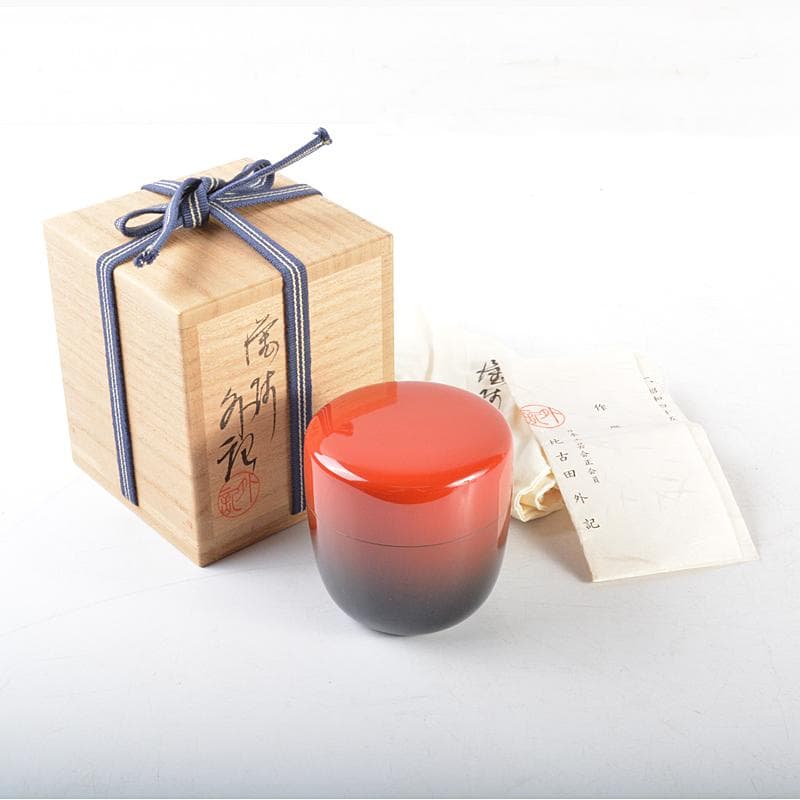 ショップ 茶道具 輪島塗 比古田外記作 棗 共箱 D 4654