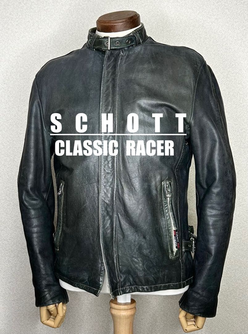 ③schott クラシックレーサー【M】革ジャンninjaハーレーgpzショベル