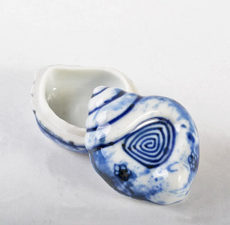 茶道具 平安 竹泉造 倣青華磁 貝香合 共箱 M R7314