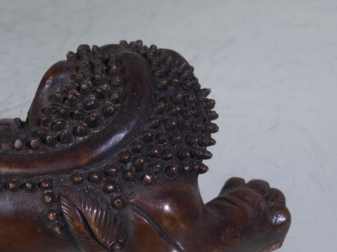 中国 唐物 清時代末期 銅製 獅子の置物G0181A3-2