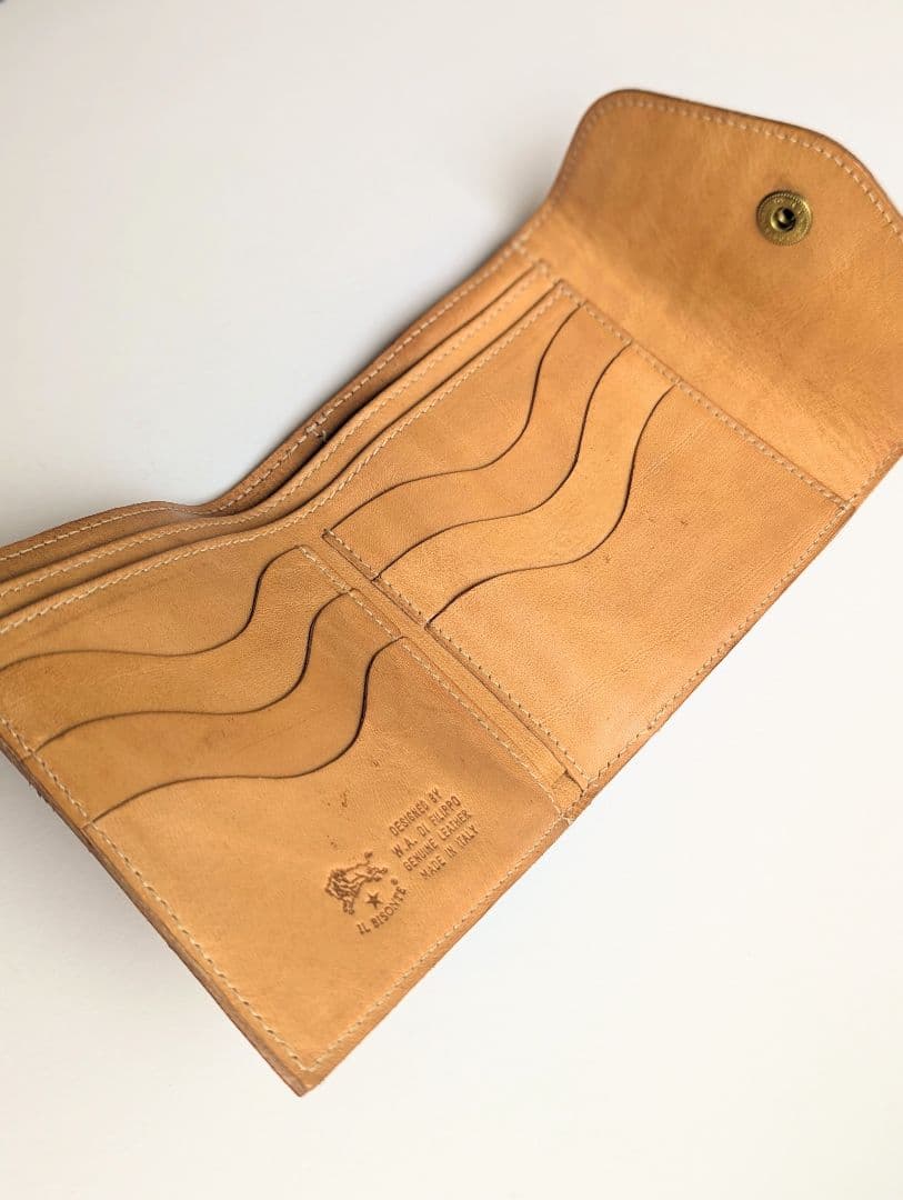 イルビゾンテ がま口【ボルドー×ヌメ】クロコ型押 バイカラー 美品