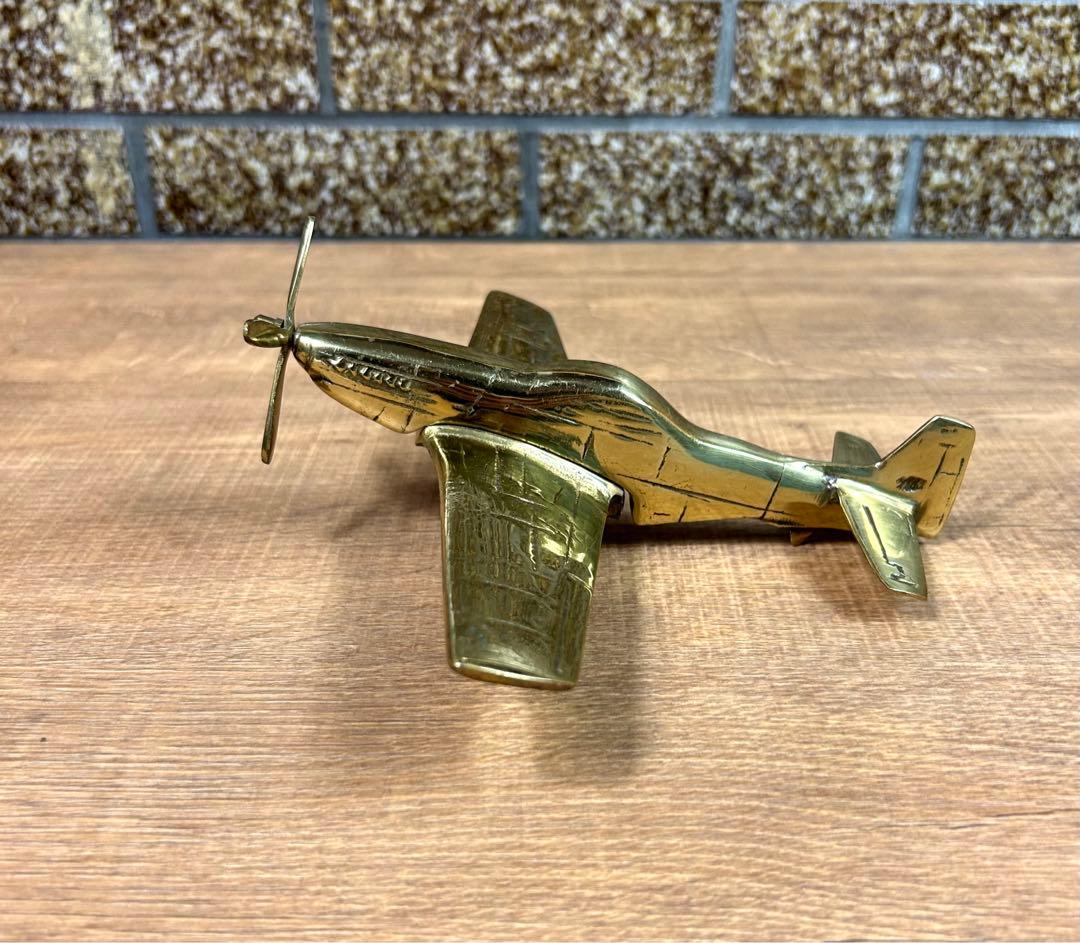 真鍮製 飛行機 置物 模型 アンティーク レトロ プロペラ機 ヴィンテージ