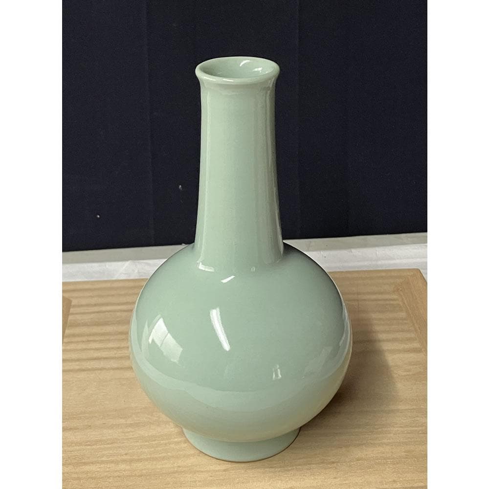 y026 宮永東山 青磁 花入 共箱 茶道具