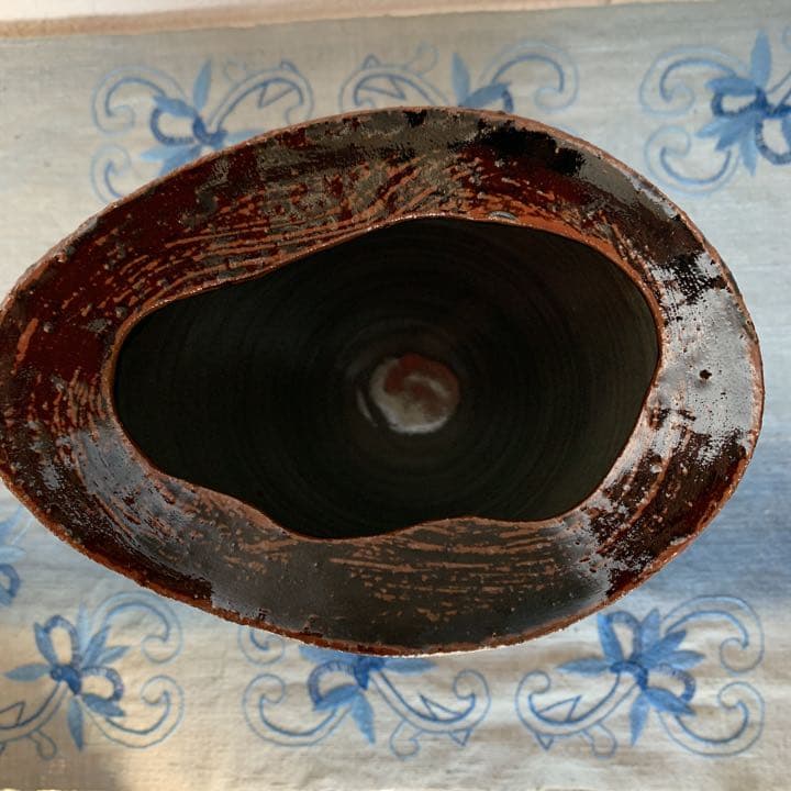 越中瀬戸焼　千寿窯　黒釉花瓶　吉野香岳造（未使用）再お値下げしました！！