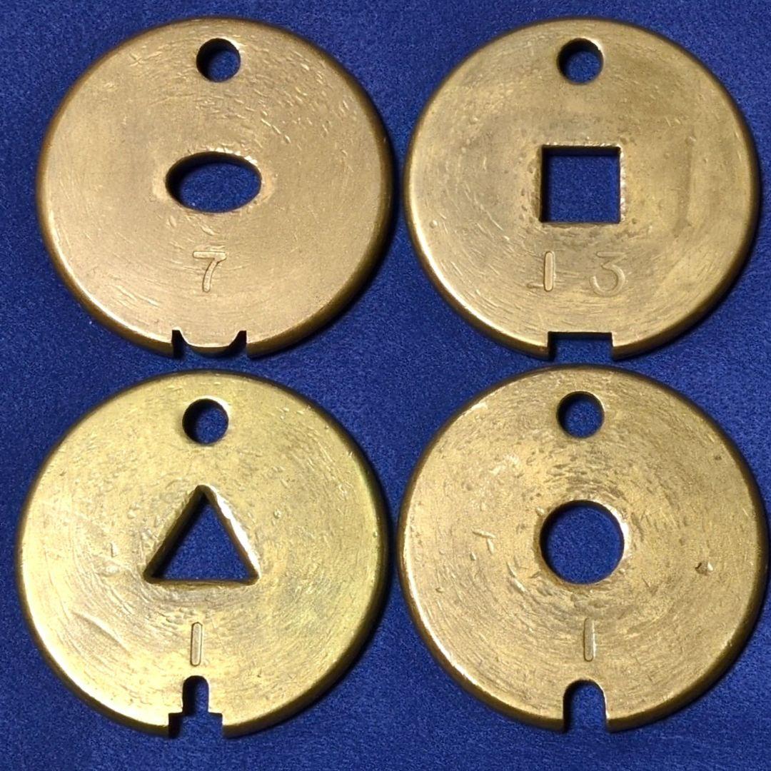 鉄道関連グッズ：鉄道タブレット 通票玉4点(当時物)