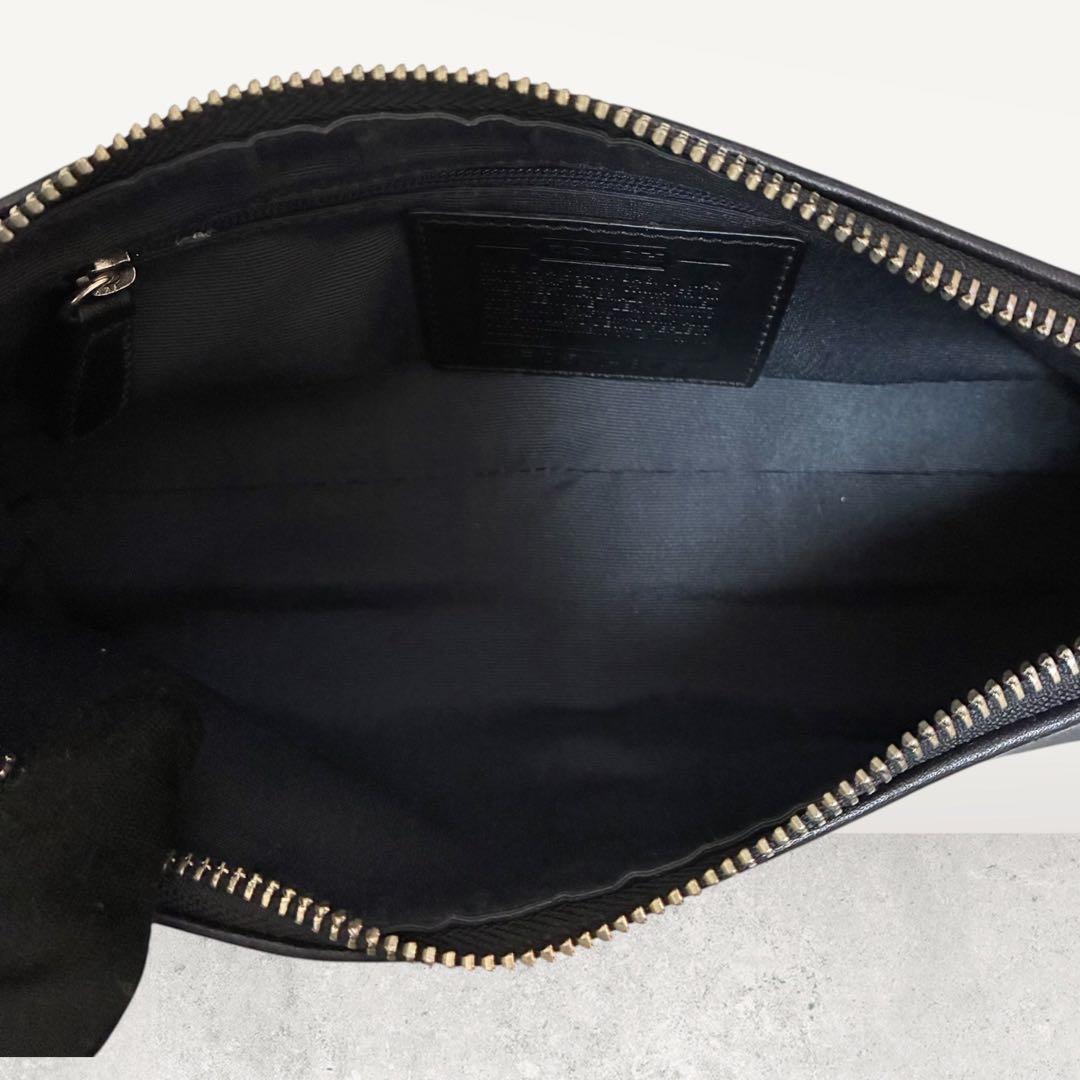 極美品 COACH コーチ ポーチ ハンドバッグ シグネチャー 8K01 黒