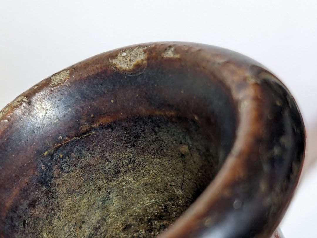 ♢江戸時代 尾呂窯 鉄釉 徳利 瓶 酒器 18世紀初頭 花器