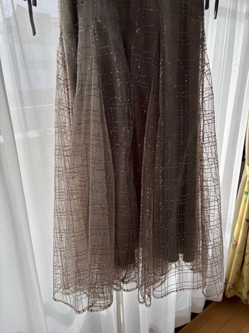 【Leja】チェックスパンコールリボンワンピースドレス