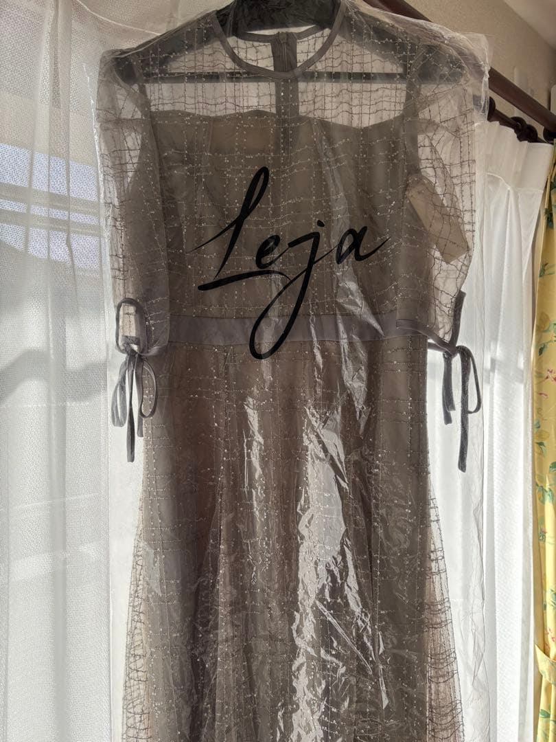 【Leja】チェックスパンコールリボンワンピースドレス