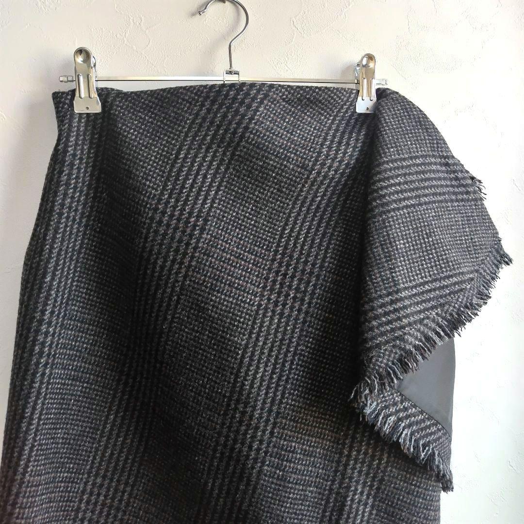 Sacai サカイ ウール　アシンメトリースカート グレンチェック　３