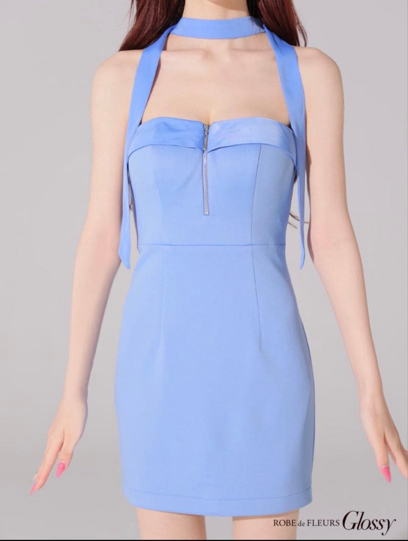 2wayチョーカー風/ バストジップ/ ミニドレス　ROBE de FLEURS