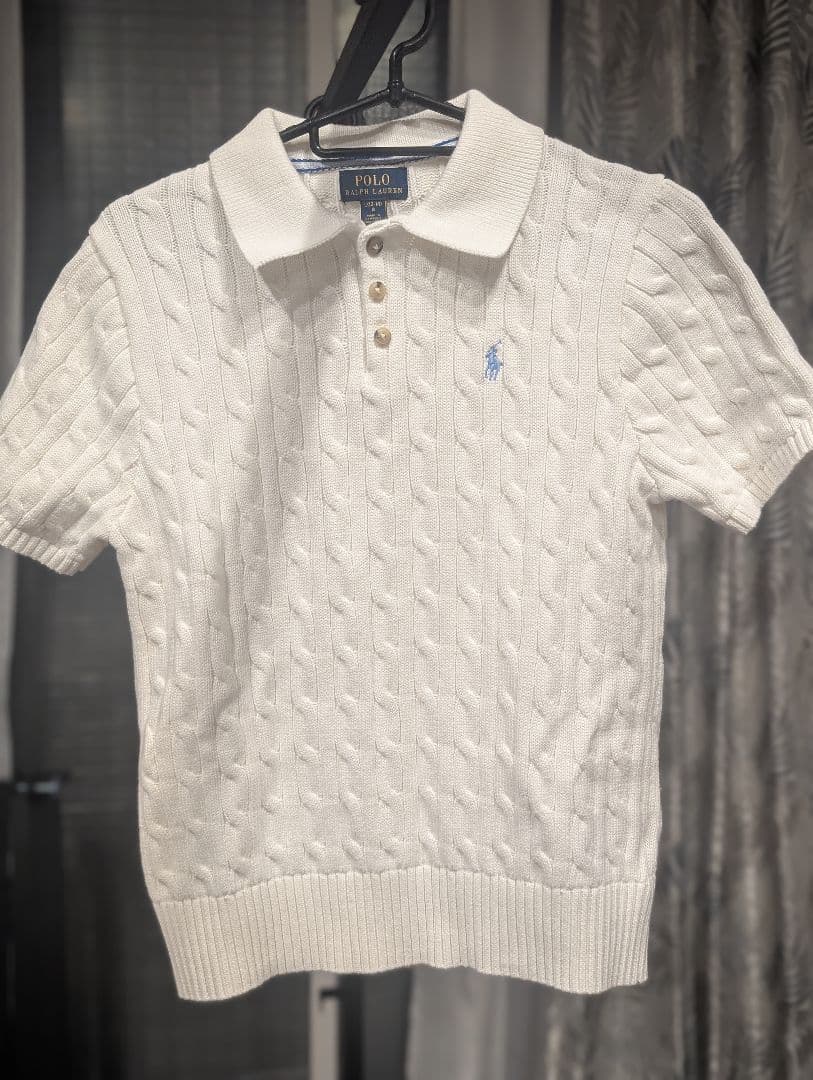 レディースPolo Ralph Lauren ホワイトニットポロシャツ Lサイズ