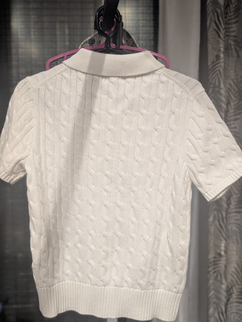 レディースPolo Ralph Lauren ホワイトニットポロシャツ Lサイズ
