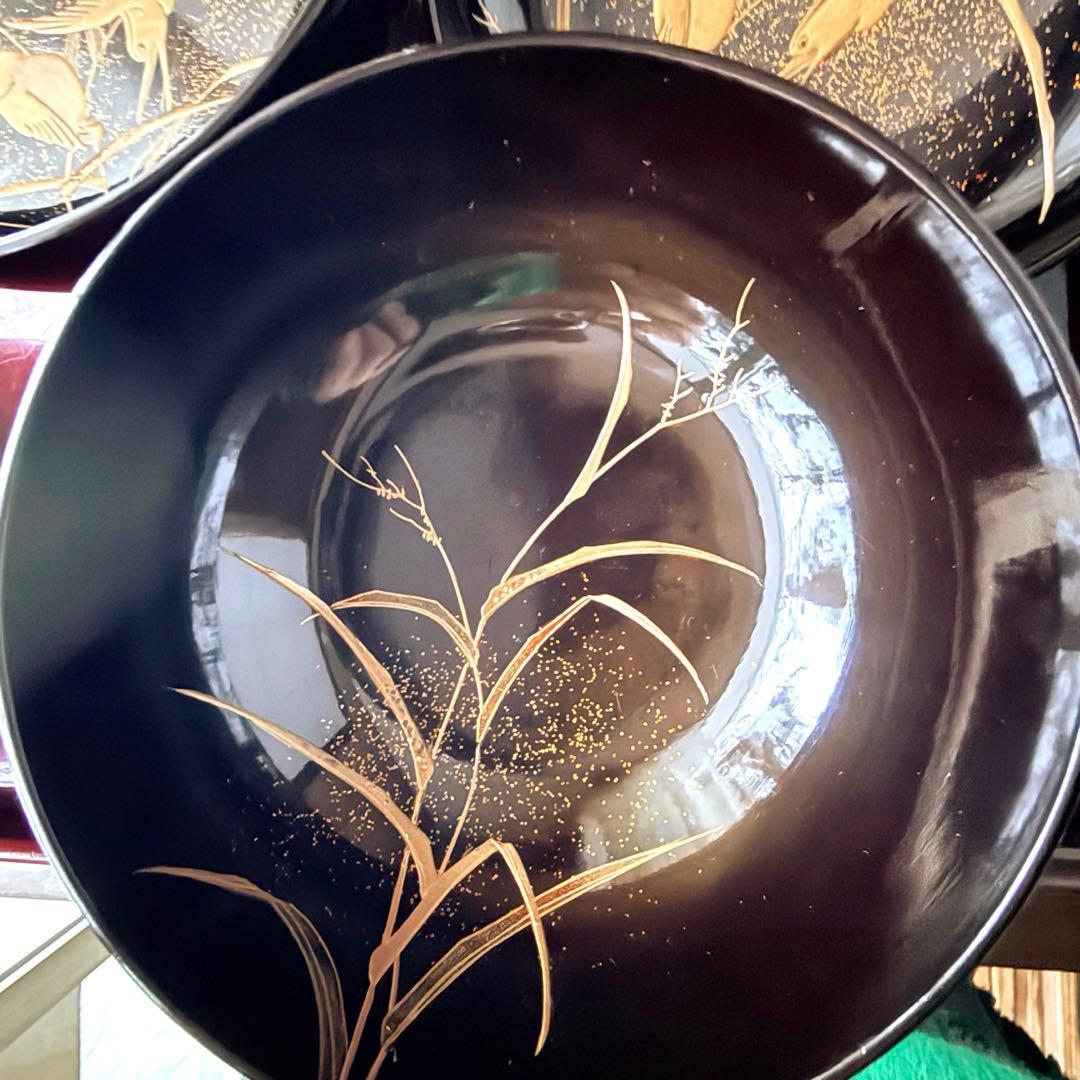 2245様感謝‼️JAPAN蒔絵かわせみ天然木伏蒔絵 芦にかわせみ真塗厚物椀