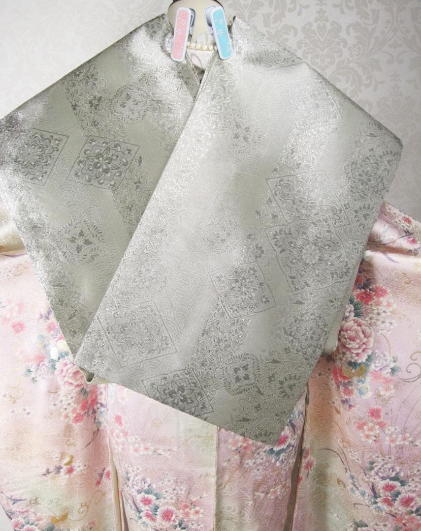 くすみパステル/唐草とブーケと蝶々/金彩銀彩/振袖フルセット m70