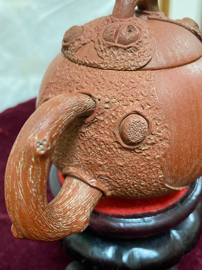 馬九行之 常滑焼 吉川壺堂 共箱 朱泥 急須 横手 中国