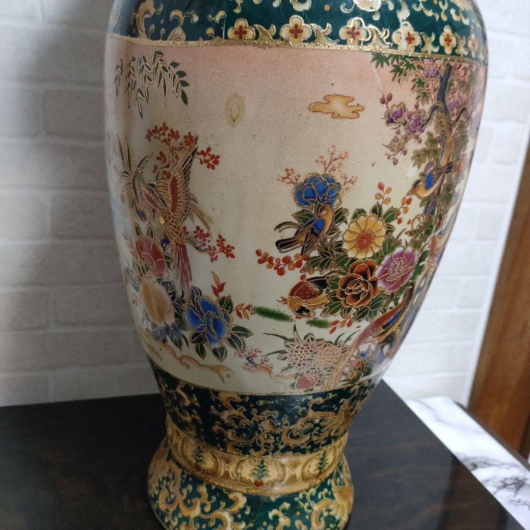 中国美術 大型飾り壺 双耳大花瓶 金彩 美術品・アンティーク・コレクション