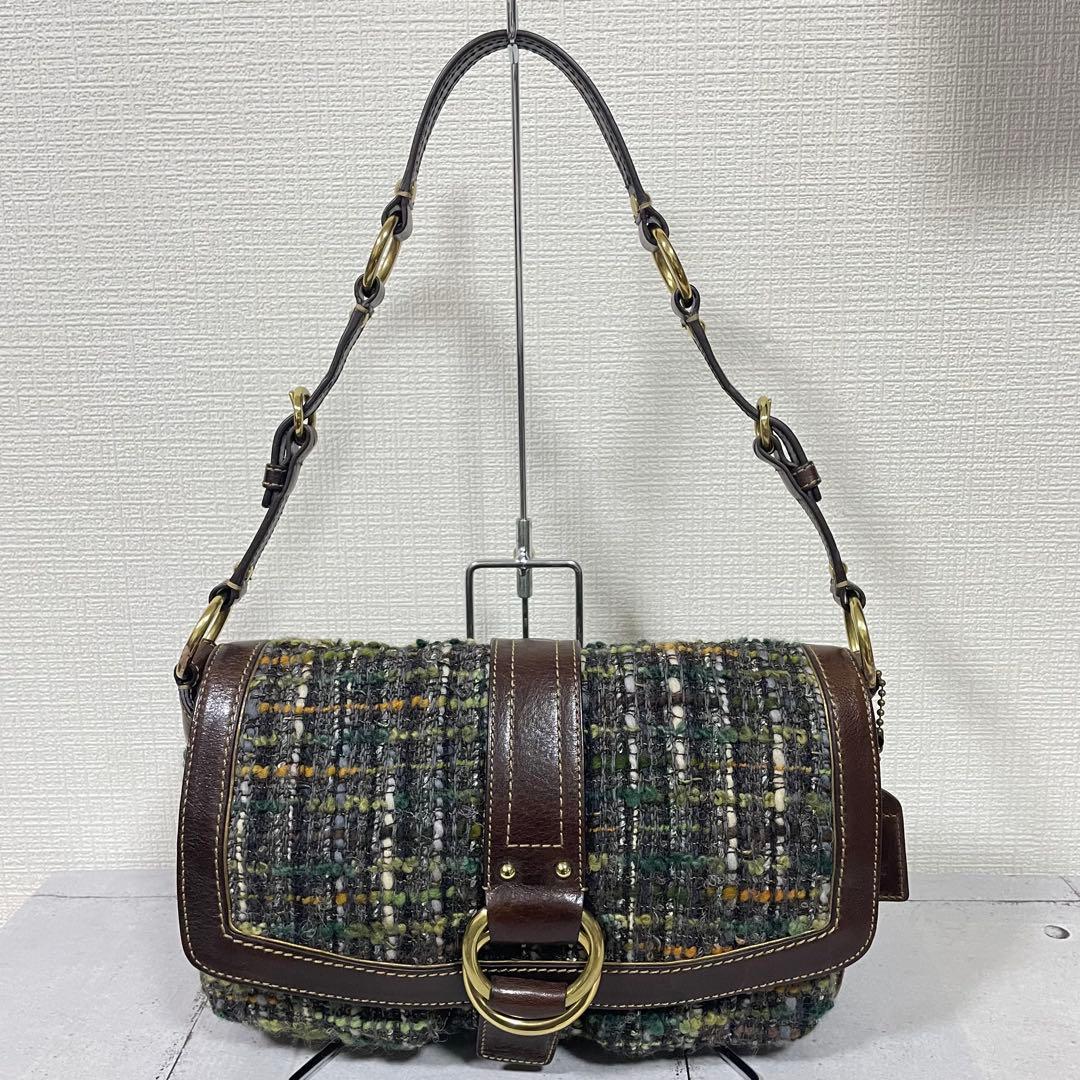 希少　COACH コーチ　ツイード×レザー ショルダーバッグ ワンショルダー