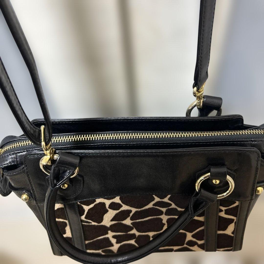 ふわり HAMANO牛革ハラコヒョウ柄レザーショルダーバッグトートバッグ