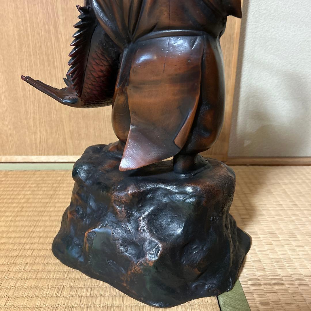 鯛抱き戎様 鋳造 新品保管品 極美品 大型オブジェ 高さ50