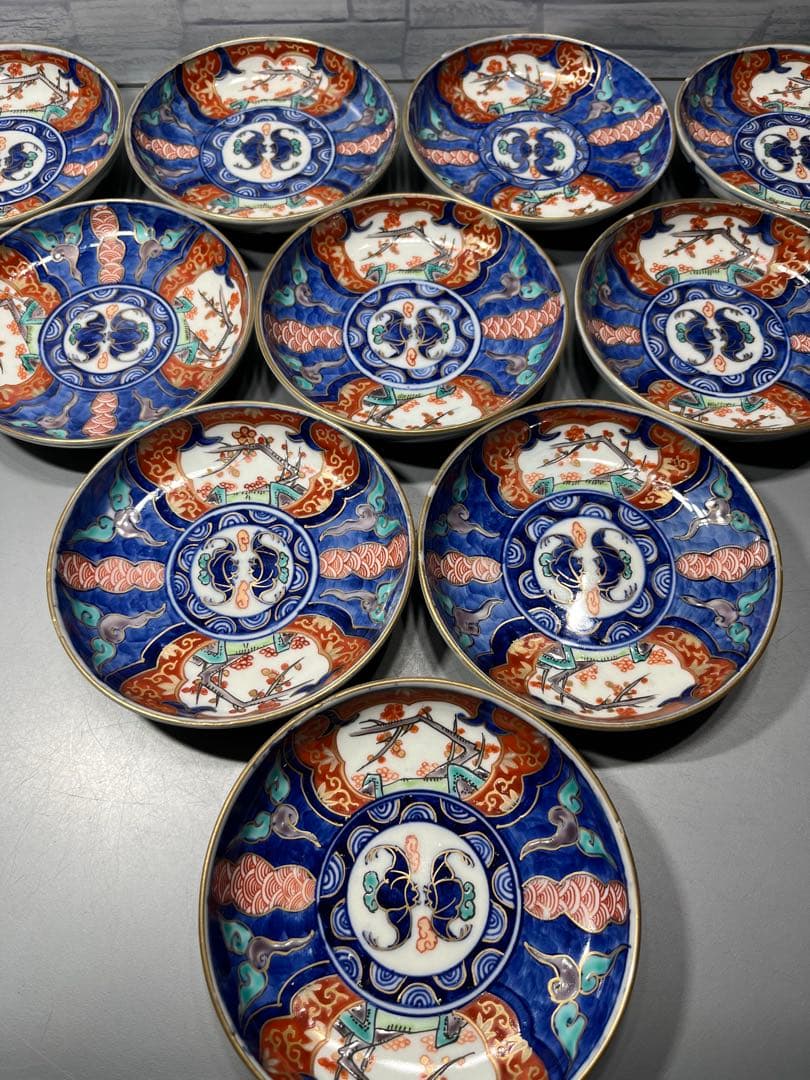 大皿□絵唐津笹紋皿 唐草 飾り皿 料理皿 粉引 古美術 時代物 骨董品