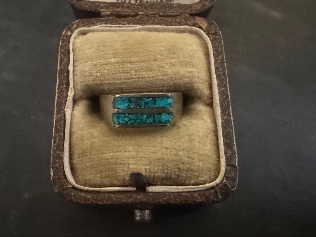 希少　メキシコ　ヴィンテージ　リング　アンティーク　インレイ　ターコイズ　925