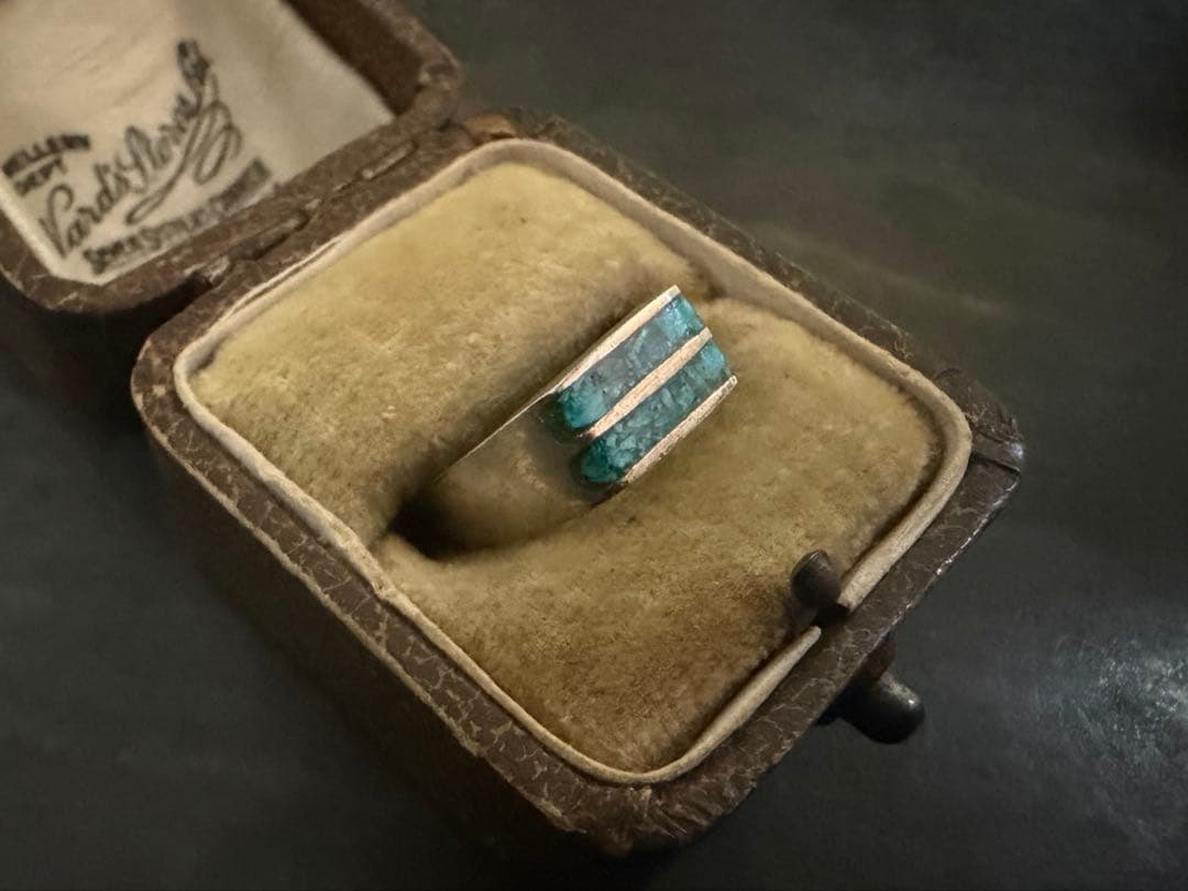 希少　メキシコ　ヴィンテージ　リング　アンティーク　インレイ　ターコイズ　925