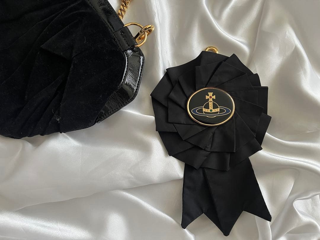 Vivienne Westwoodブラックリボンモチーフパーティーバッグ