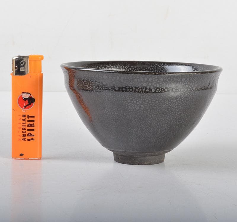 中国 宋代 建窯 窯変 油滴天目茶碗 桐箱付 M R4617