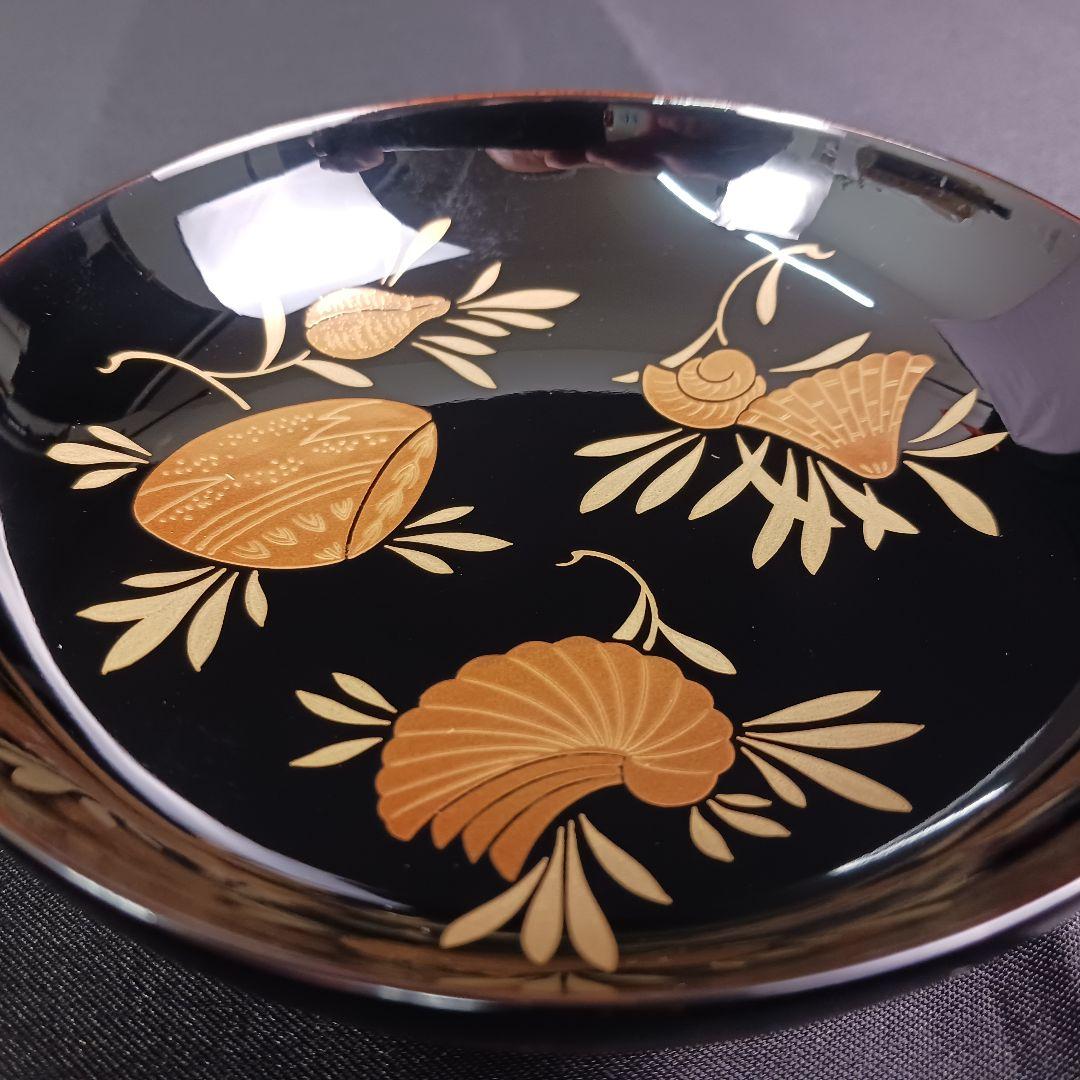 Y3112-1 漆器 貝づくし蒔絵 糸筋椀 9客 共箱