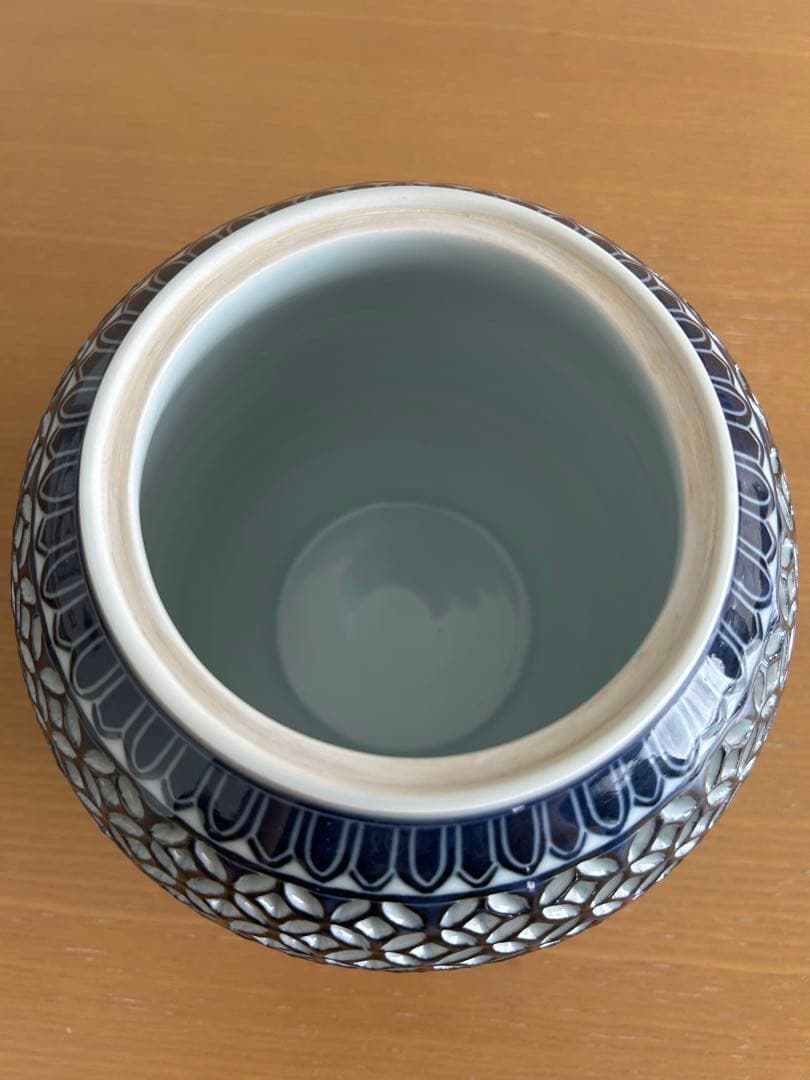 最終値下】韓錫基 月正陶芸 白磁青華二重透刻 七宝文水指 - メルカリ