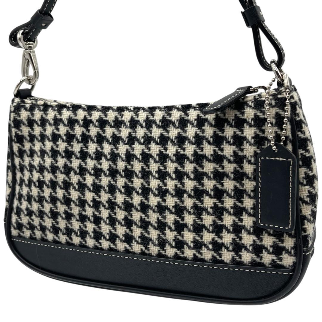 COACH 7728 千鳥柄 アクセサリーポーチ ハンドバッグ ウール レザー