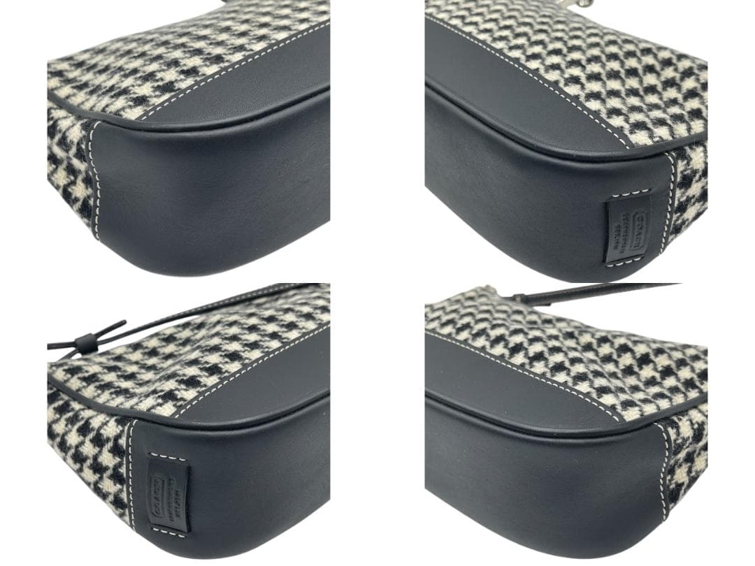 COACH 7728 千鳥柄 アクセサリーポーチ ハンドバッグ ウール レザー