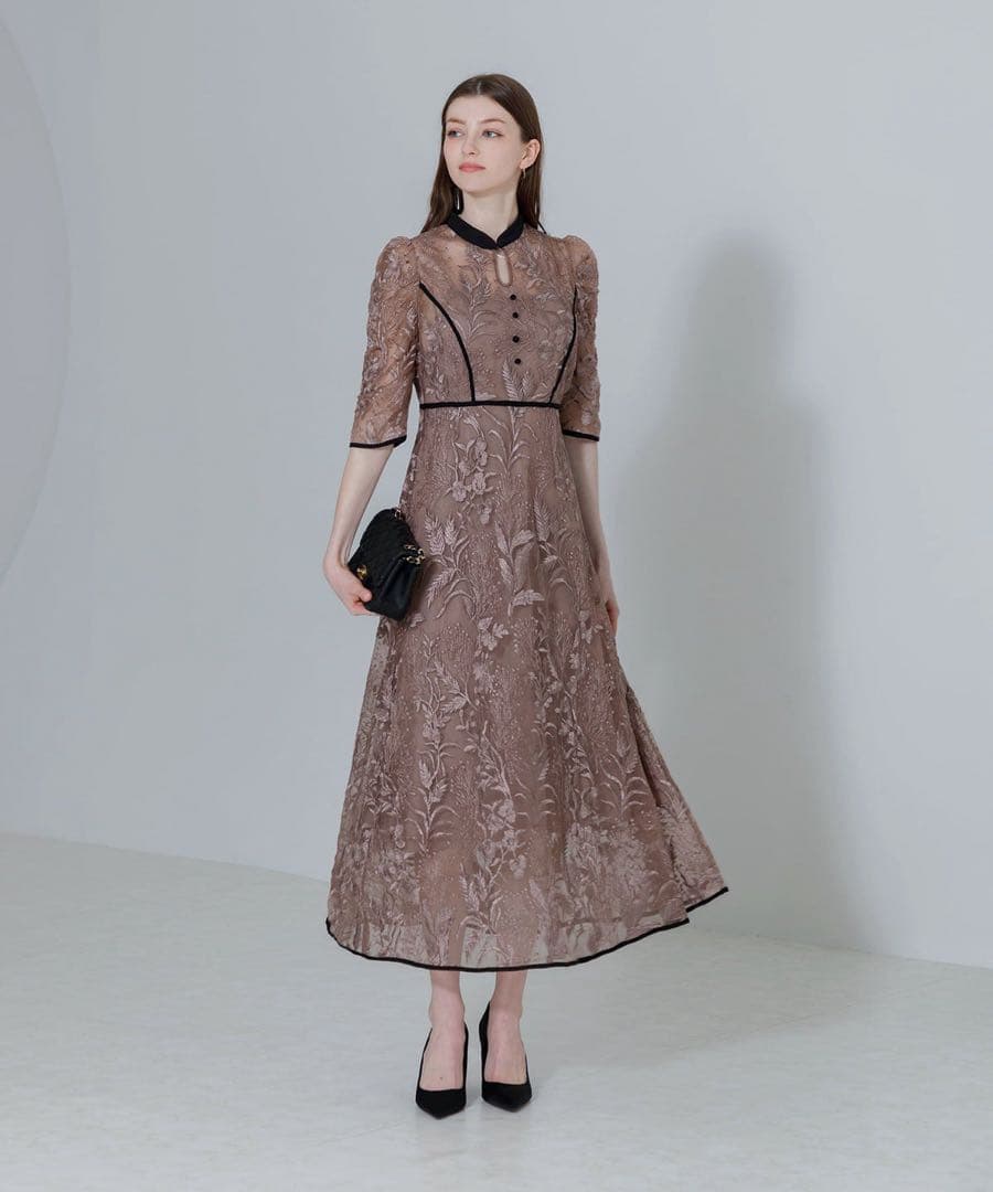 【極美品Sサイズ】Leja 花柄チュールパフスリーブワンピースドレス 11月購入