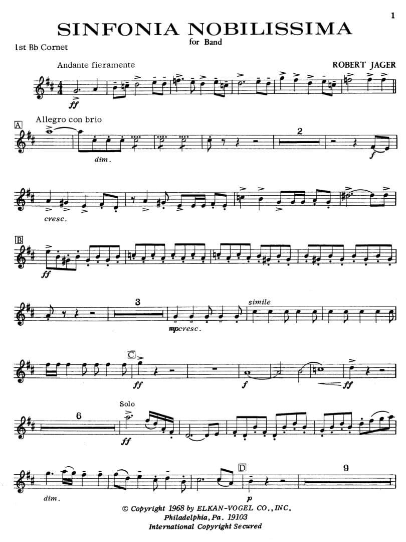 値下げ【吹奏楽・楽譜】シンフォニア・ノビリッシマ（スコア・パート譜セット）