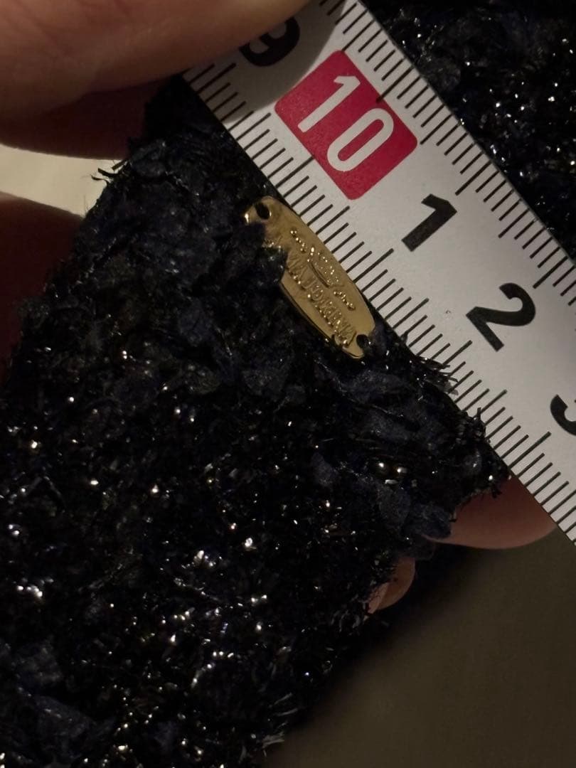 未使用 ラ マジョリーナ 大人のカチューシャ ヘアバンド ブラックラメ ツイード