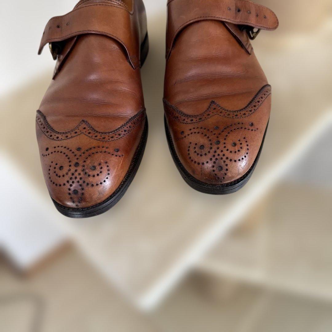 エドワードグリーン　ウィングチップモンクストラップシューズ　ブラウン６D