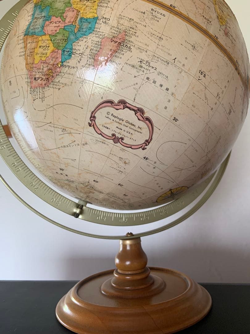 Replogle 地球儀 1970〜80年代製 アメリカ製 日本語表記 木製台座の