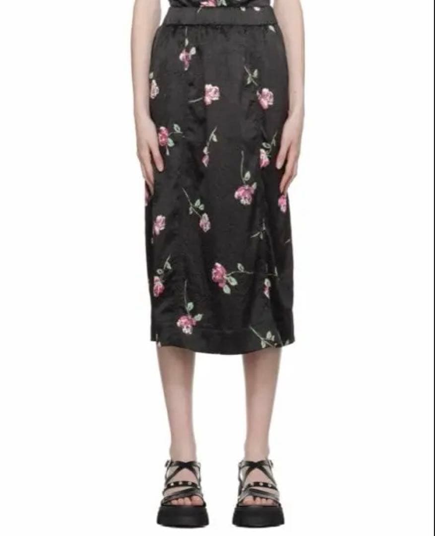 ganni ブラックパネルミディアムスカート