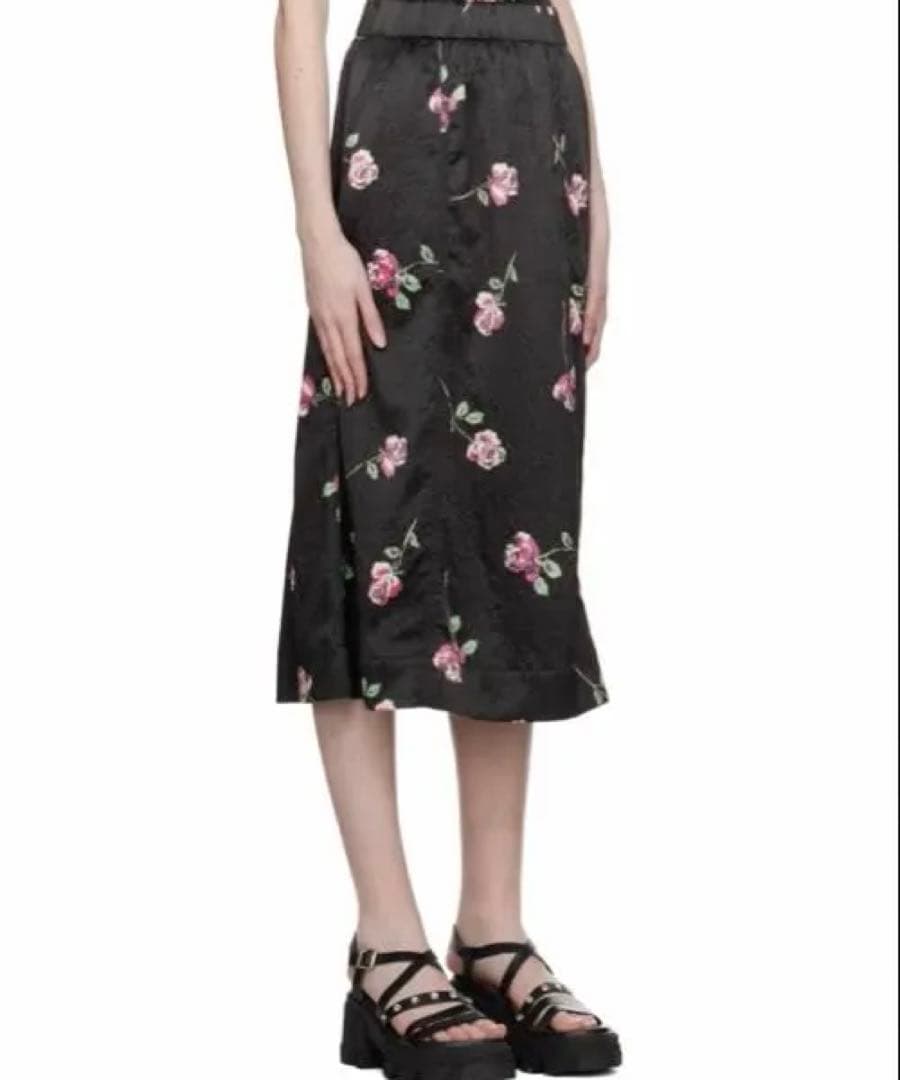 ganni ブラックパネルミディアムスカート